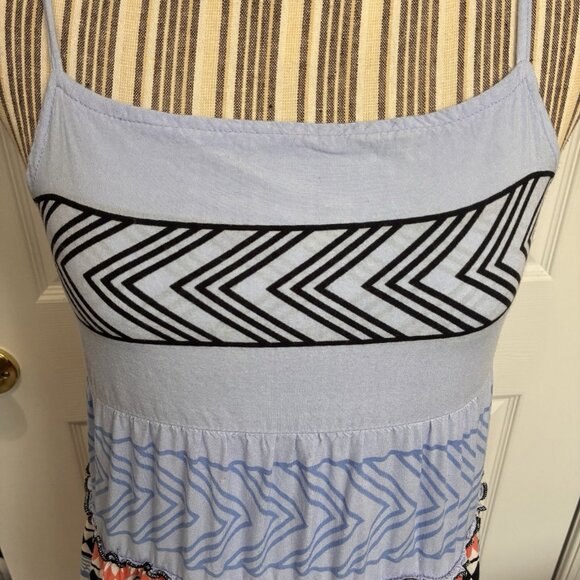 THML Santo Dress Womens Small Blue Tiered Spaghetti Straps Coastal Peasant Boho - Picture 4 of 11
